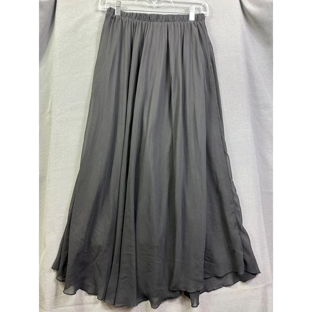 Vince Camuto Black Maxi Skirt Pleated Chiffon Elastic Waist Lined Women's SZ XS - Picture 1 of 7